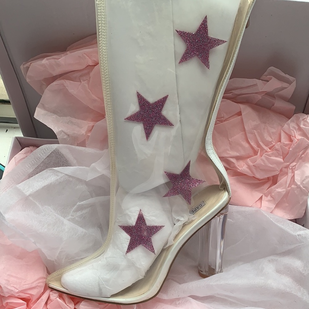 Cape Robbin BELLA clear boot w glitter stars US8.5 - Picture 4 of 11